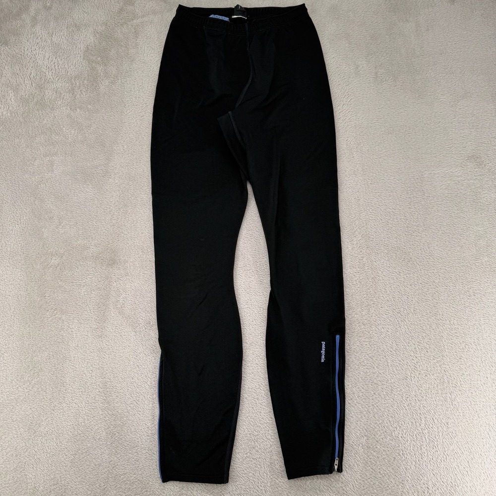 Patagonia Womens Small Black Ankle Zip Running Leggings Preowned Made in USA